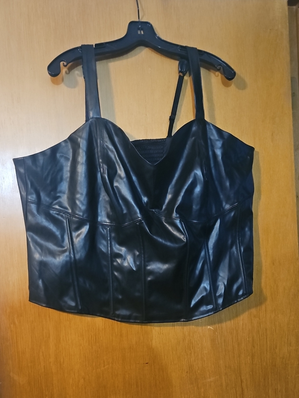 Torrid Faux Leather Black Corset Bustier Top - Size 4